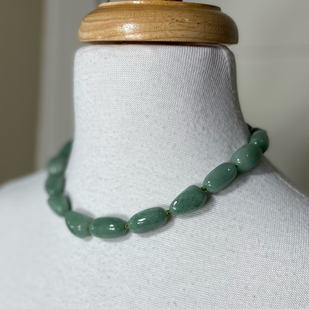 Natural Stone Green Jade? Collar Beaded Necklace